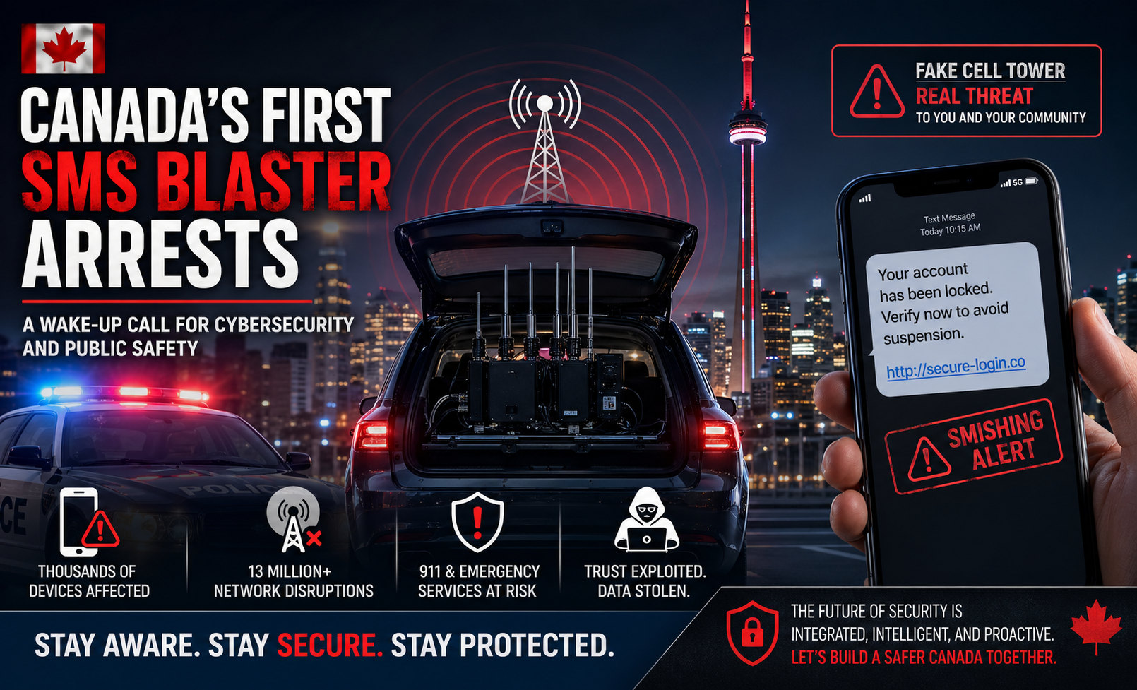 🇨🇦 Canada’s First SMS Blaster Arrests: A Wake-Up Call for Cybersecurity and Public Safety